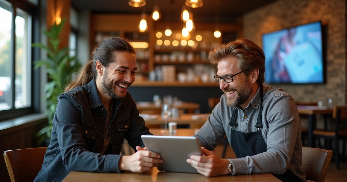 Empresário negociando parceria em restaurante 