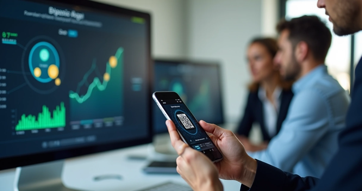 Homem de negócios usando carteira digital para pagar com criptomoeda