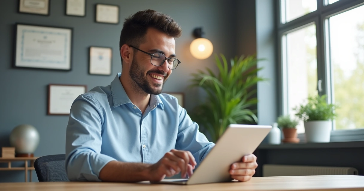 Empresário segura tablet gerando guia DAS 