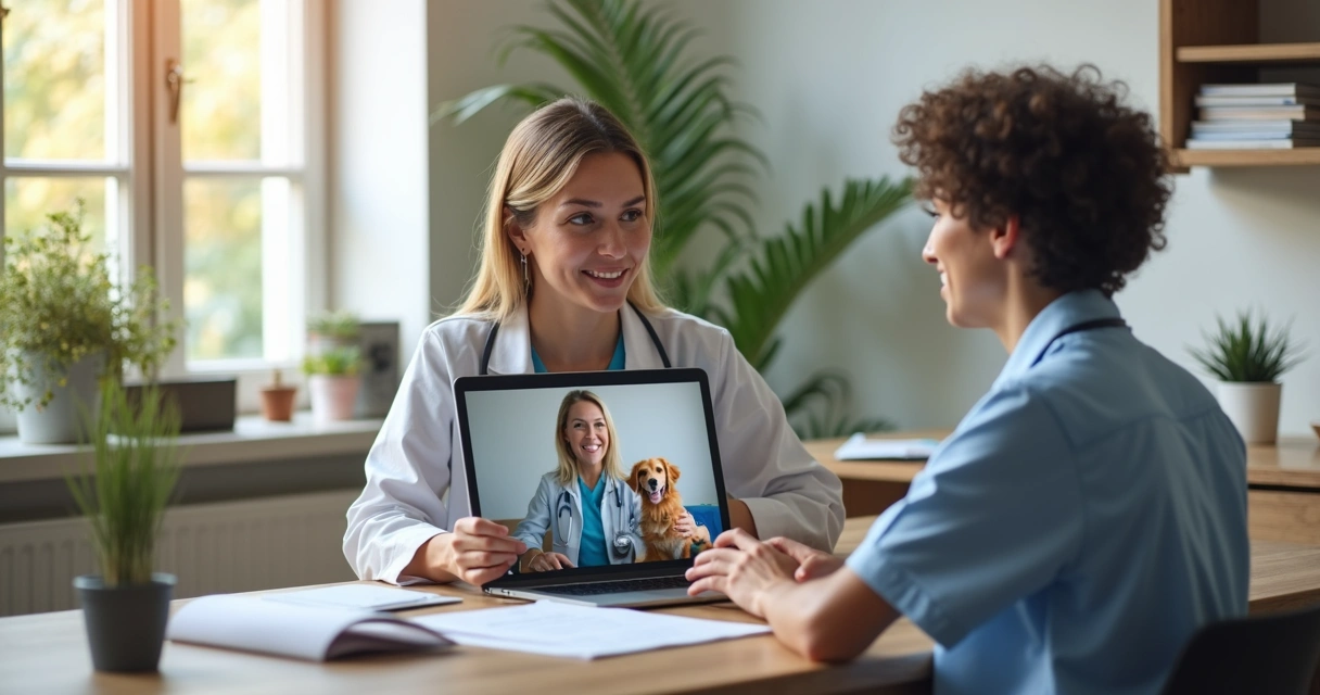 Sede Virtual: Como Formalizar Sua Empresa com Economia e Segurança 2 Empresário do setor pet em videoconferência no notebook