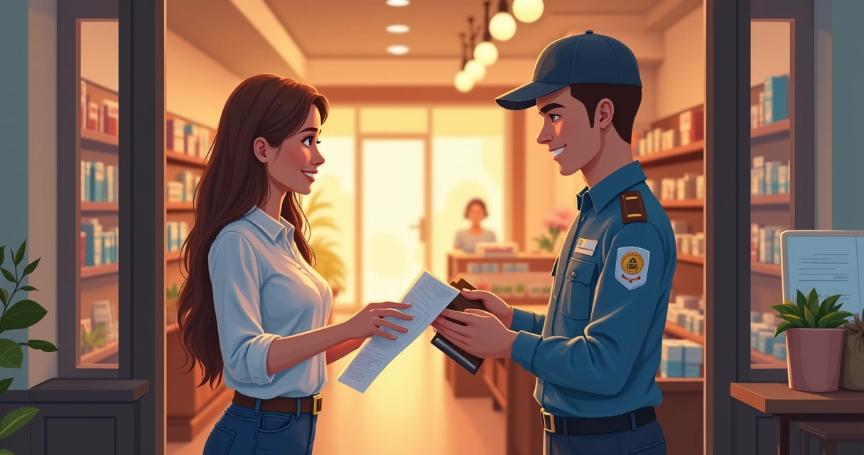 Empresário mostrando documentos durante vistoria em sua empresa 