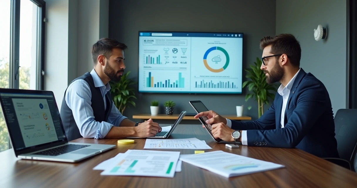 Empresários e contadora analisando mudanças do Simples Nacional em ambiente de escritório moderno 