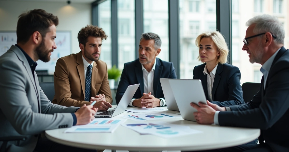 Grupos de empresários de idades diferentes conversando em um escritório moderno 