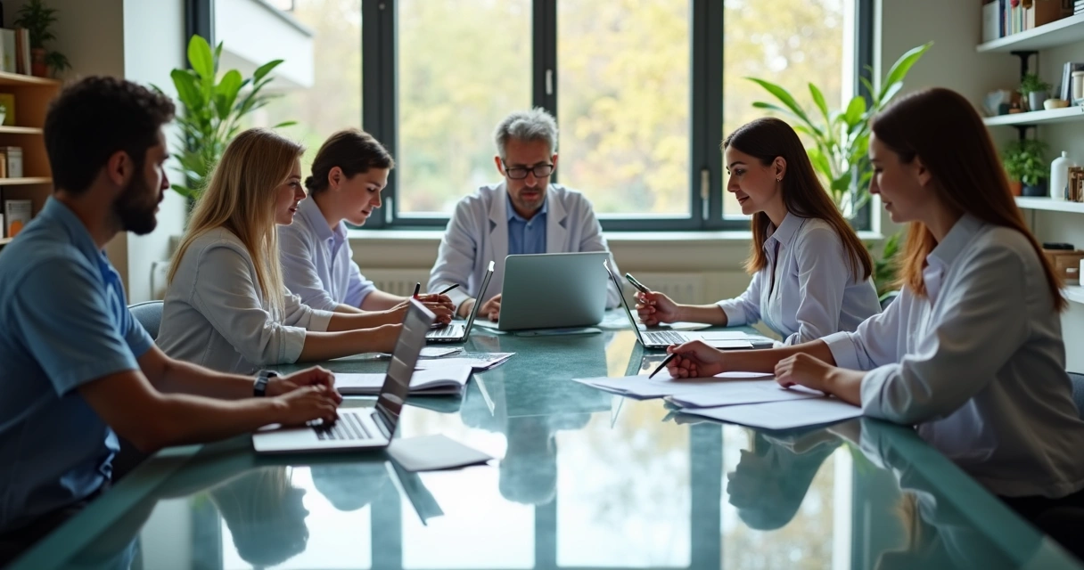 Reunião de empresários de diferentes setores em mesa de trabalho