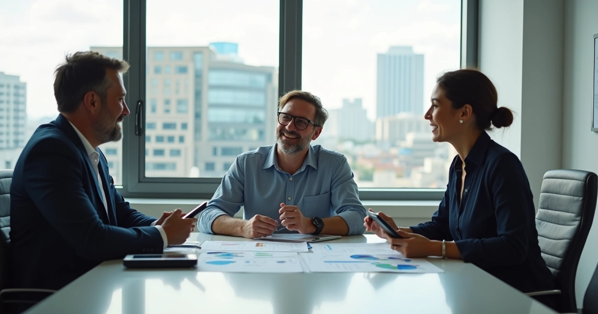 Reunião entre empresários analisando estratégia de crescimento