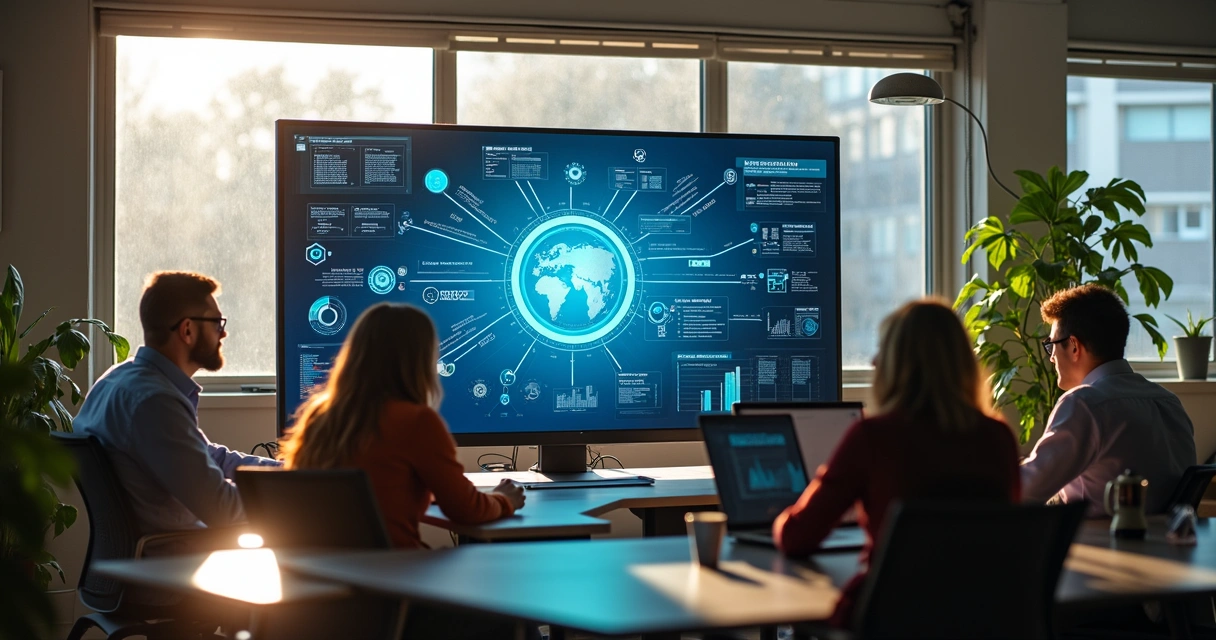 Profissionais trabalham com IA automatizando tarefas diárias 