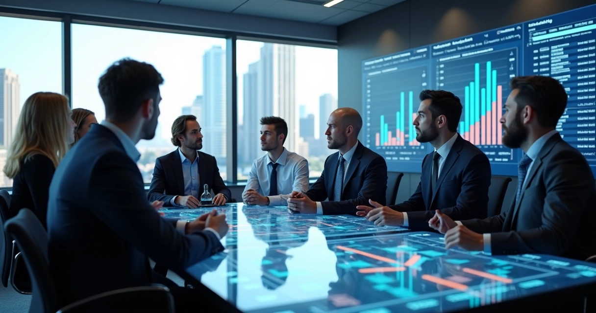 Executivos de empresas negociando em marketplace B2B