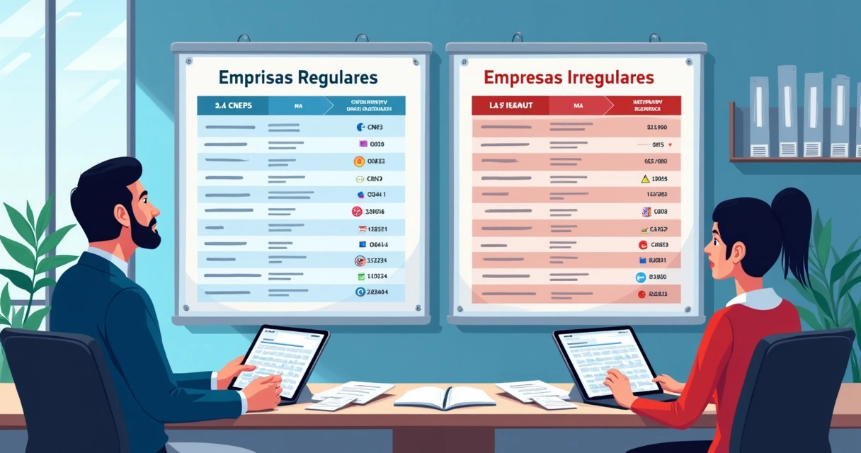 Quadro comparando empresas regulares e irregulares em logística reversa