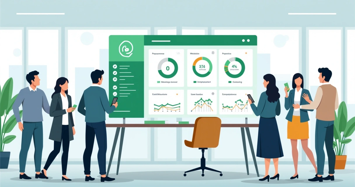 Equipe analisando dashboard de WhatsApp Business 