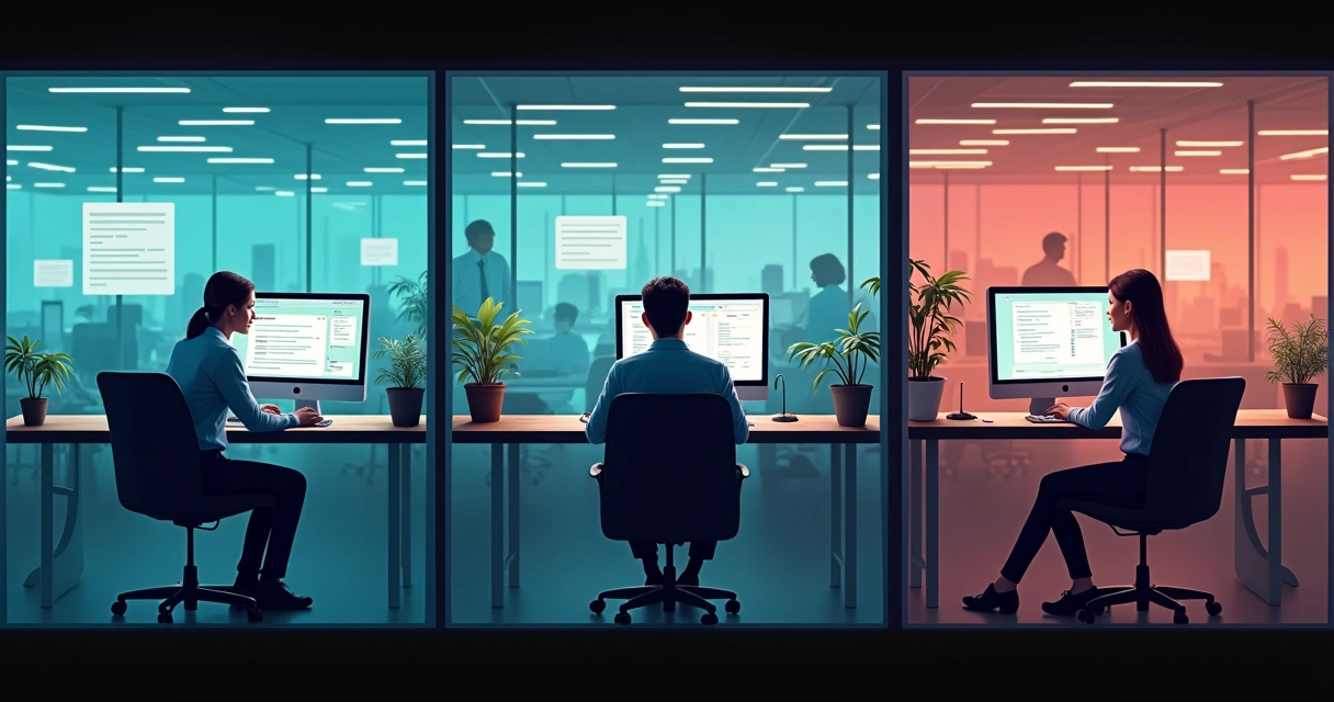 Vários setores empresariais usando WhatsApp em computadores para atendimento.