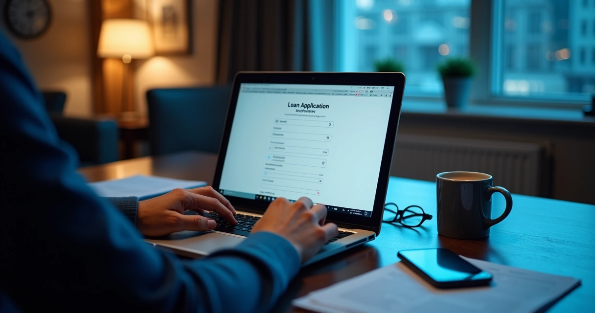 Pessoa usando notebook para solicitar empréstimo online 