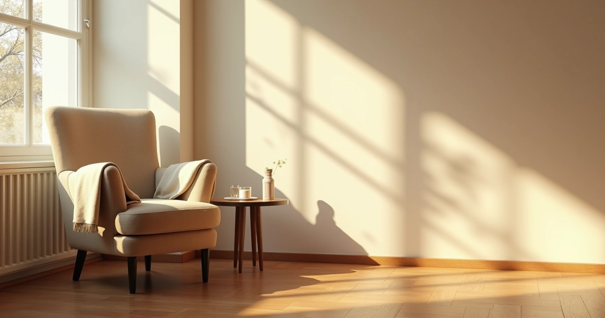 Empty chair in a quiet sunlit room