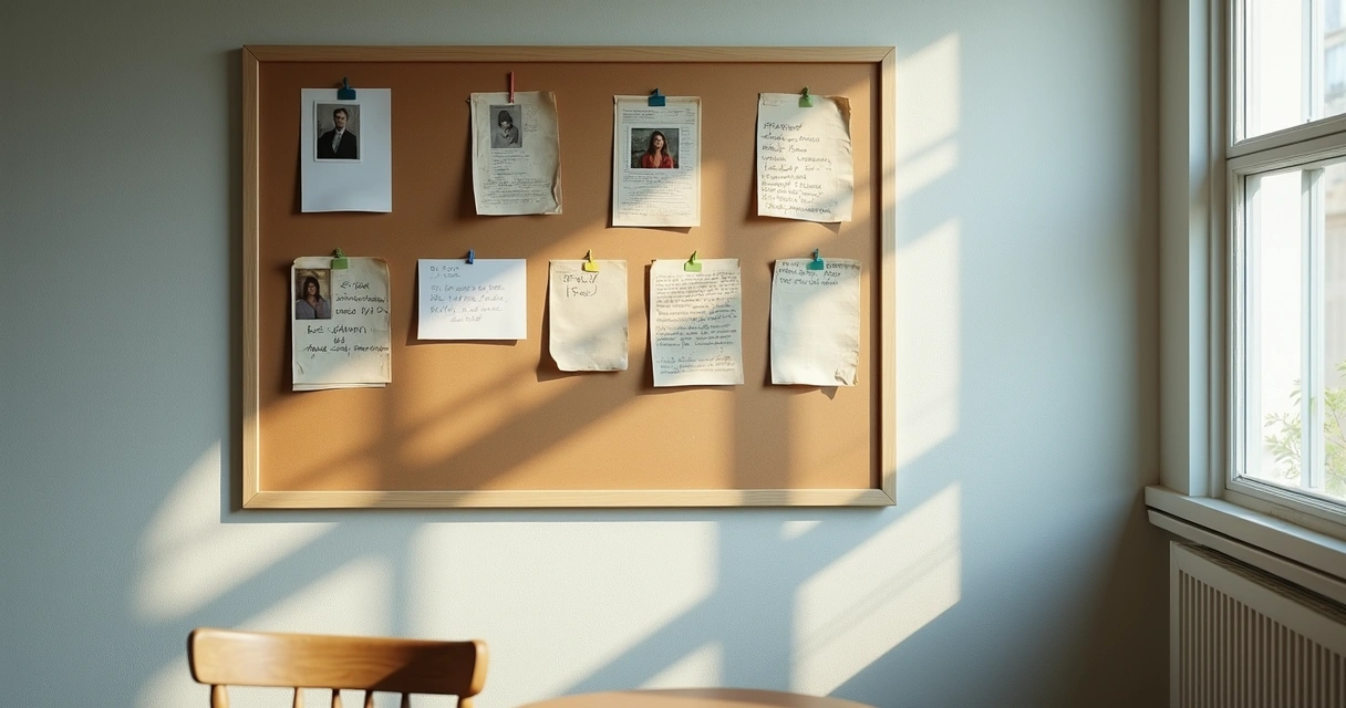Wall board showing fading group symbols and notes 