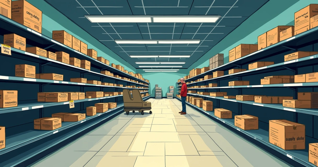 Empty grocery shelves and sparse products