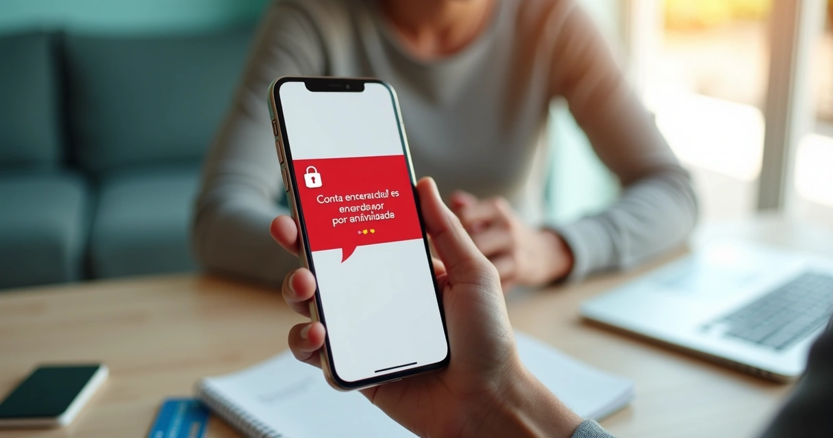 Pessoa segurando smartphone com aviso de conta digital encerrada por inatividade 