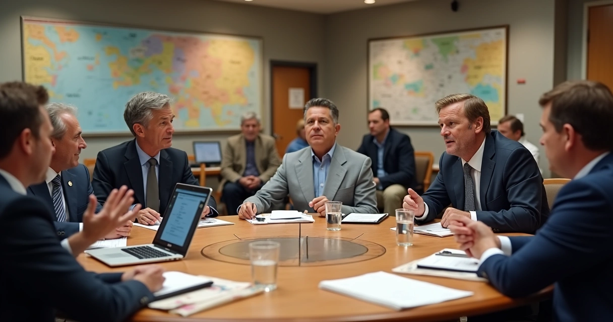 Encontro de político com equipe em reunião comunitária 