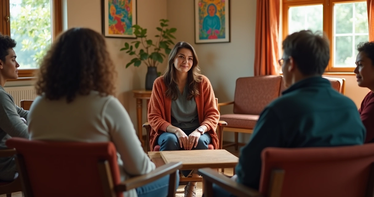 Grupo de pessoas reunidas em círculo conversando durante encontro comunitário