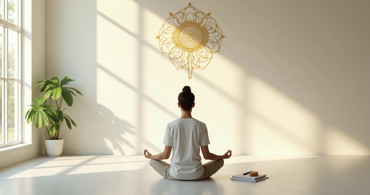 Pessoa sentada em posição de meditação refletindo sobre a própria vida 