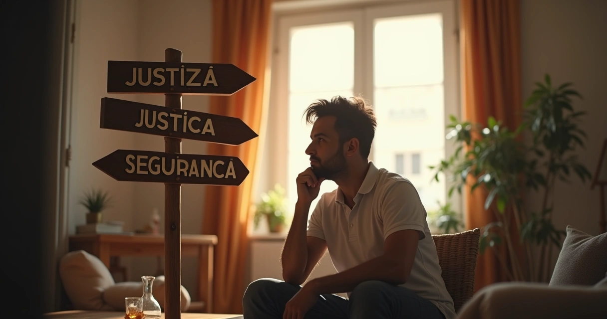 Pessoa fazendo pausa pensativa ao decidir entre dois caminhos interiormente 