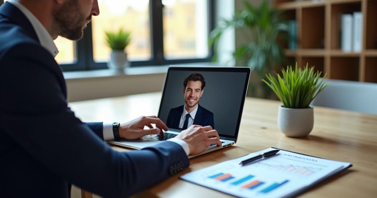 Empresário assistindo depoimento de cliente contábil 