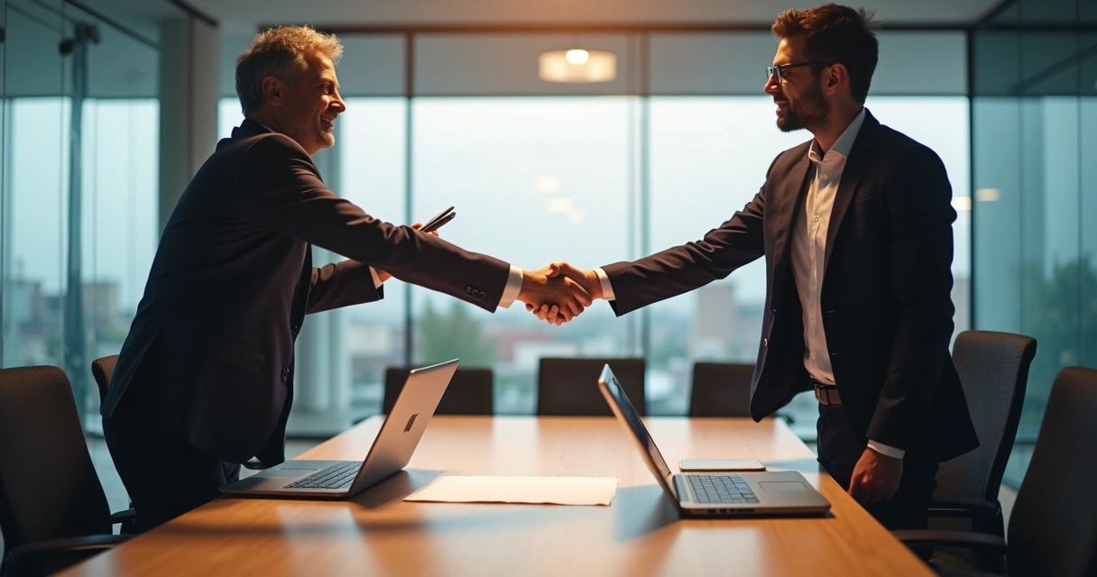 Aperto de mãos em fechamento de contrato B2B 