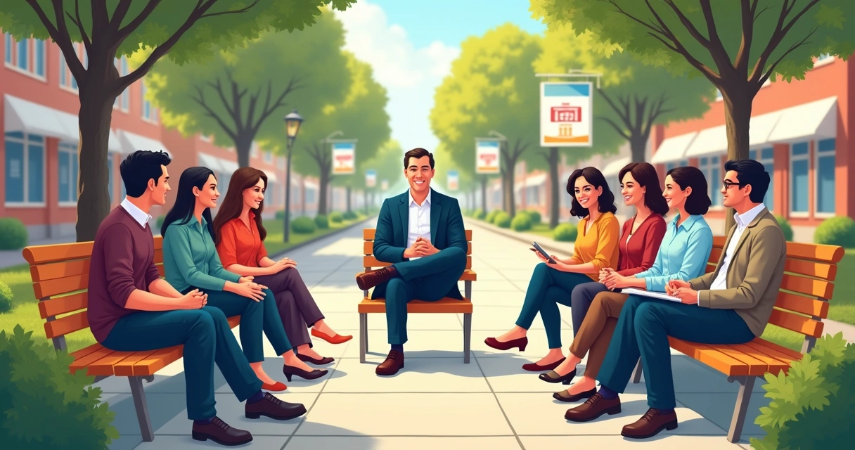 Candidato ouvindo eleitor em roda de conversa