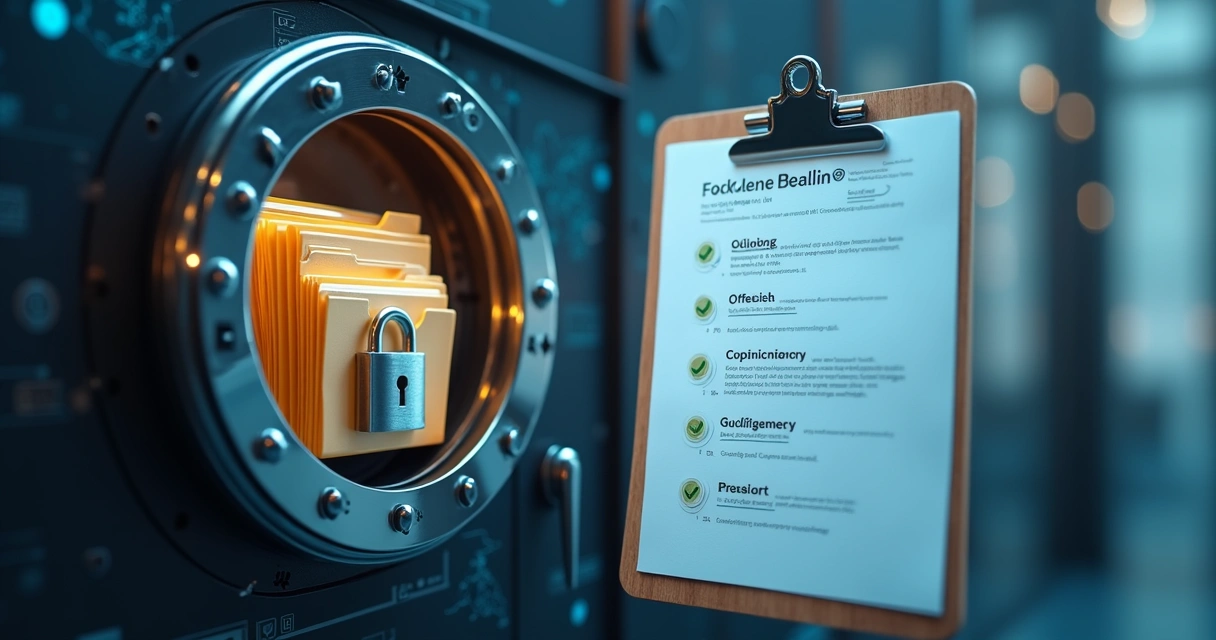 Encrypted files and compliance checklist side by side