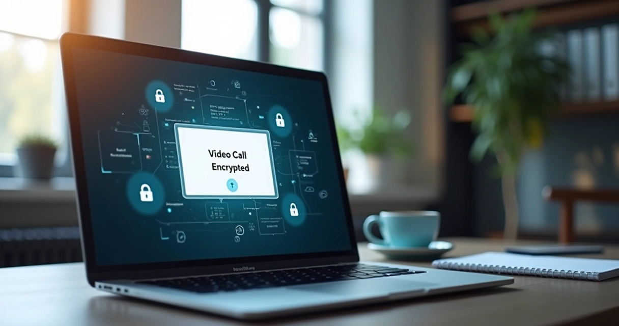 Screen showing encrypted video call notification 