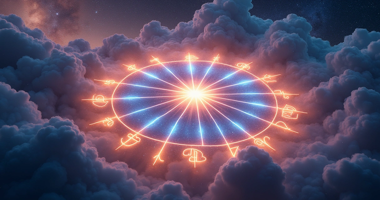 Fluxos de energia brilhante ligando os signos do zodíaco 