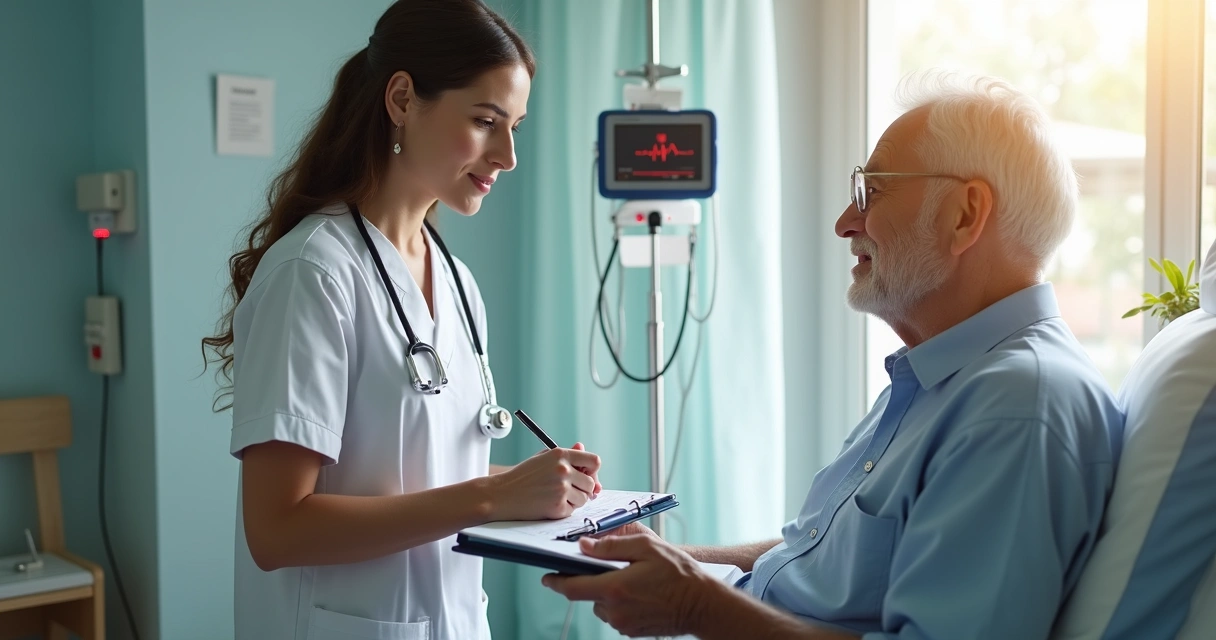 Enfermeira monitorando aplicação de soroterapia