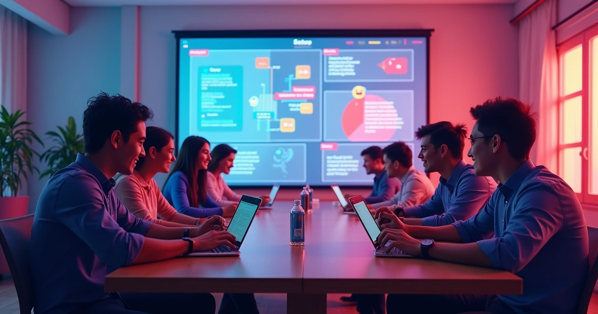 Grupo de alunos interagindo online em plataforma de EAD