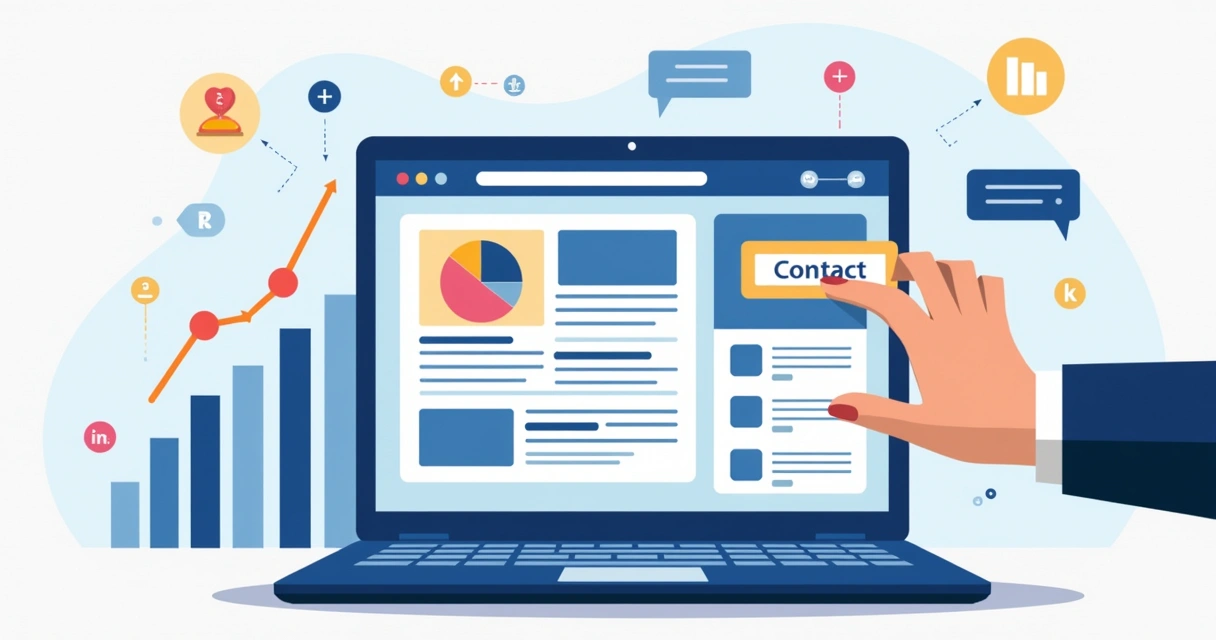 Pessoa clicando em botão de contato em site contábil 