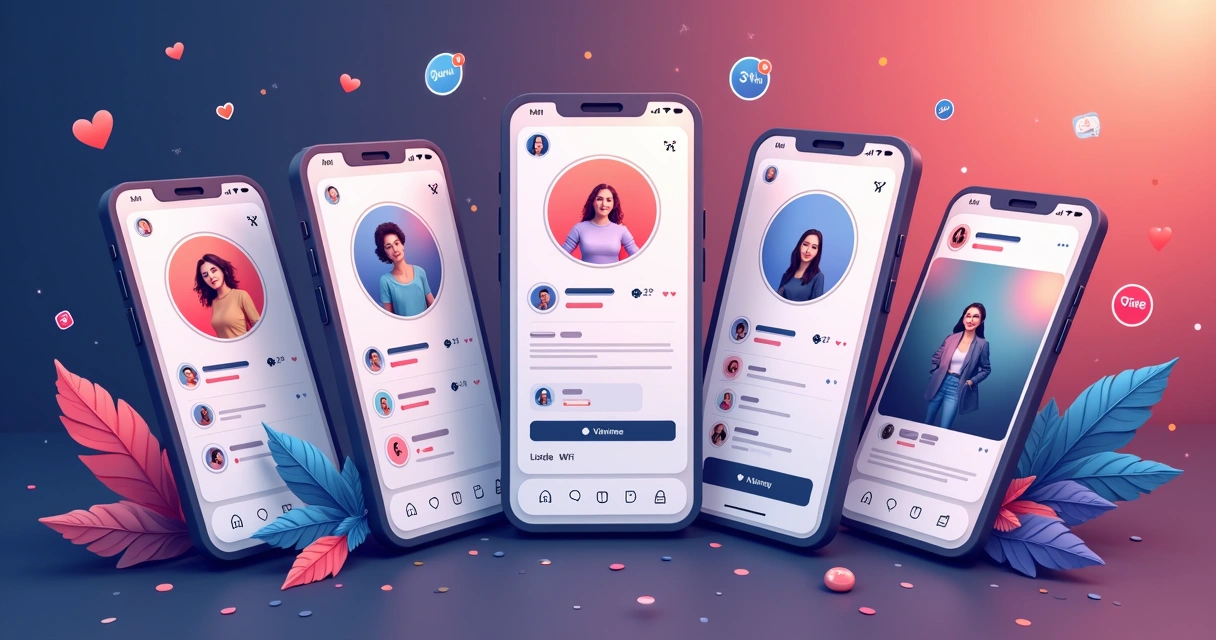 Ilustrações de perfis no Instagram com alto engajamento e interações 