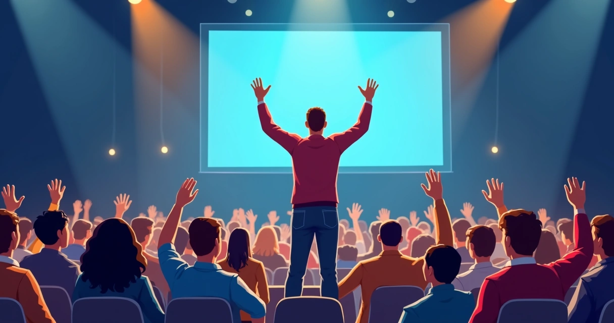 Líder político engajando público em evento presencial e digital