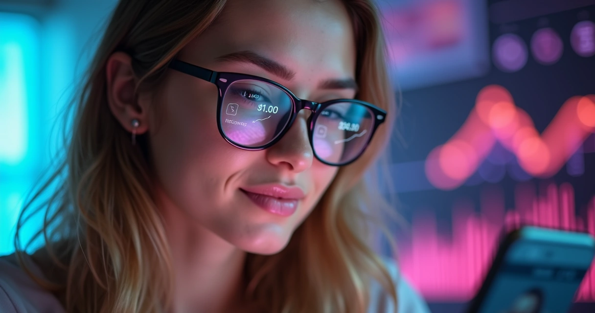 Pessoa mexendo no celular analisando gráficos de engajamento 