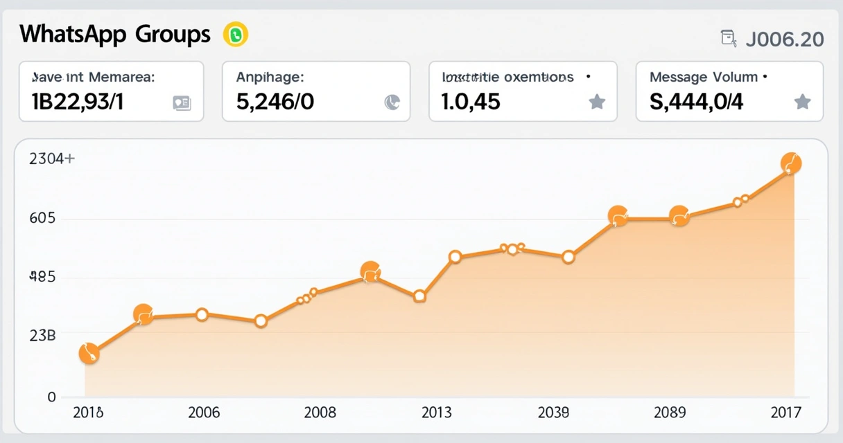 Dashboard com métricas de engajamento e tendências em grupos WhatsApp 