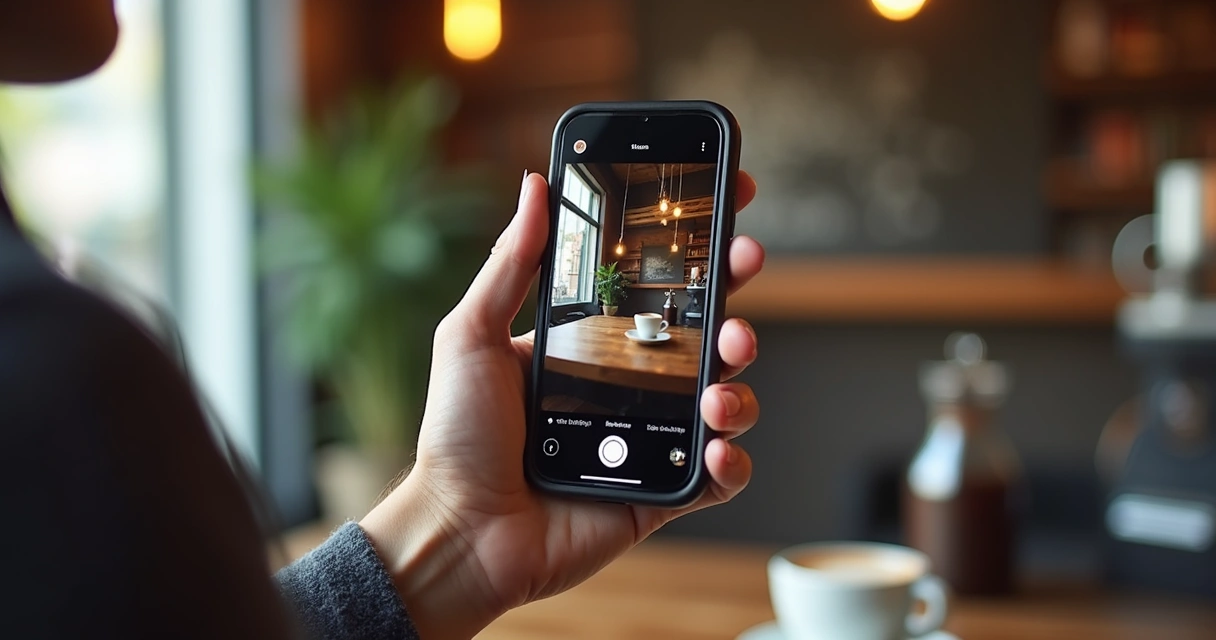 Mão segurando smartphone mostrando vídeo curto com comentários e likes de seguidores