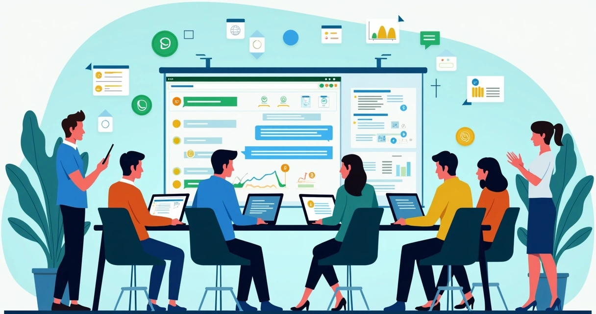 Equipe analisando engajamento em grupo de WhatsApp 