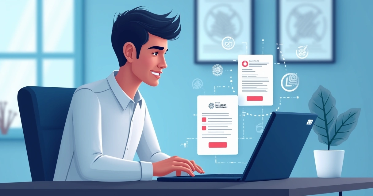 Pessoa recebendo mensagem falsa no notebook 