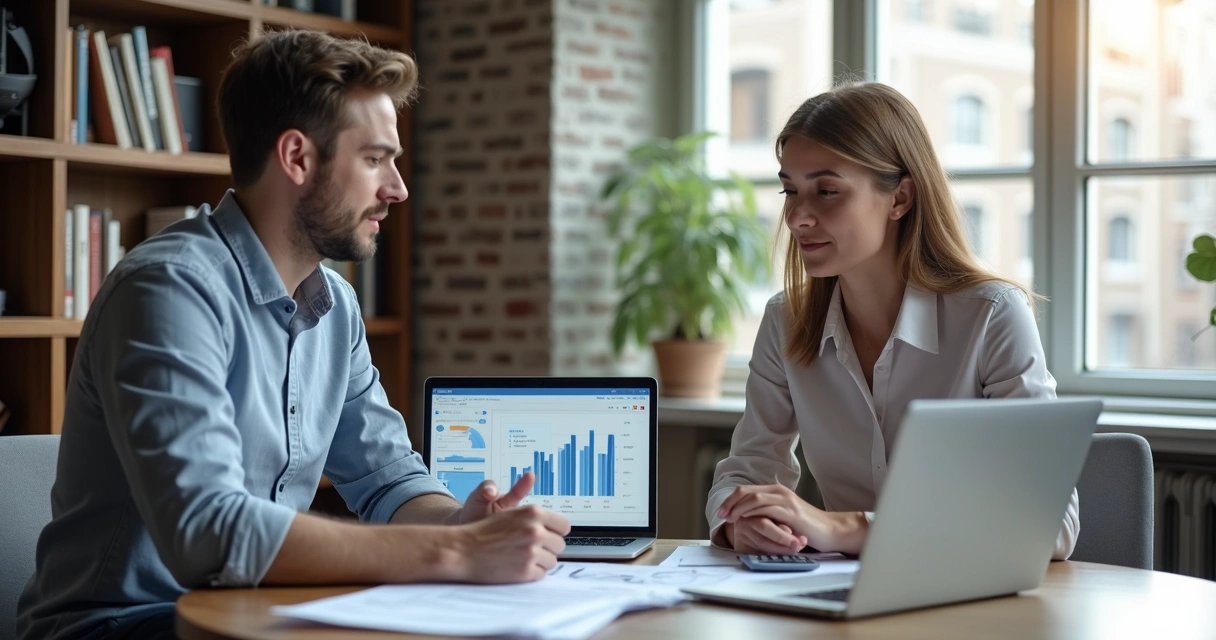 Engenheiro em reunião com consultor financeiro