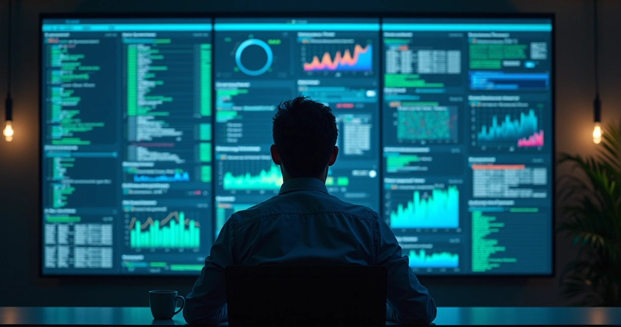 Engenheiro de dados analisando painel de streaming de dados 