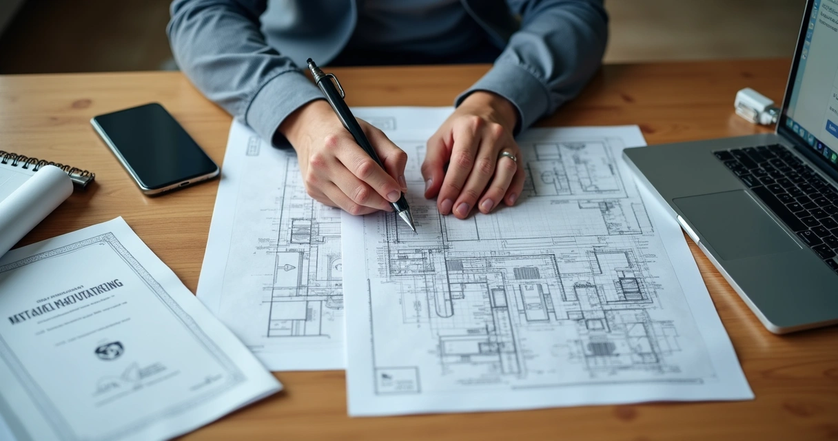 Engenheiro conferindo documentos para equivalência de diploma. 