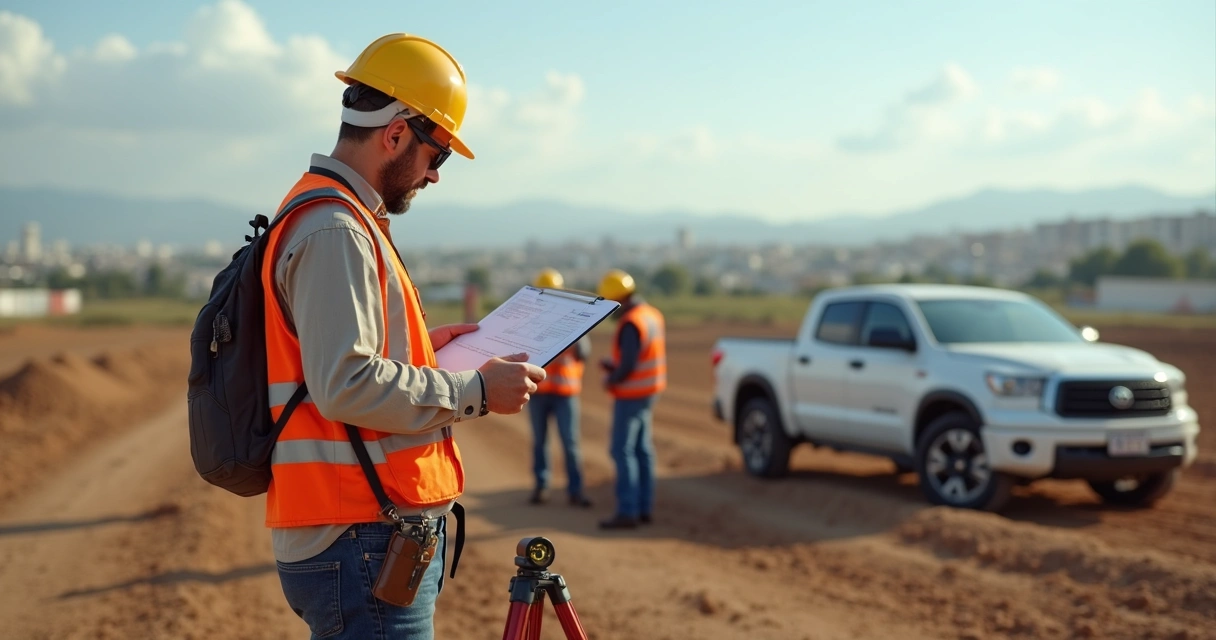 Engenheiro em campo analisando terreno 