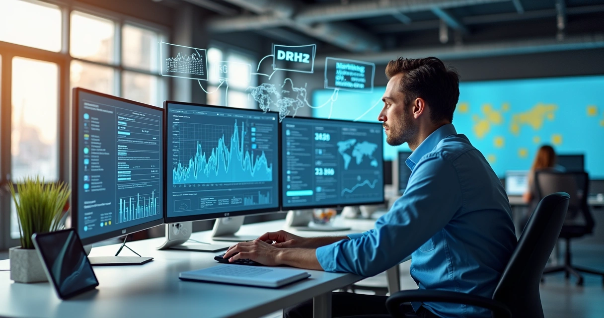 Engenheiro de GTM trabalhando em sistema integrado de dados e automação em ambiente de startup moderna