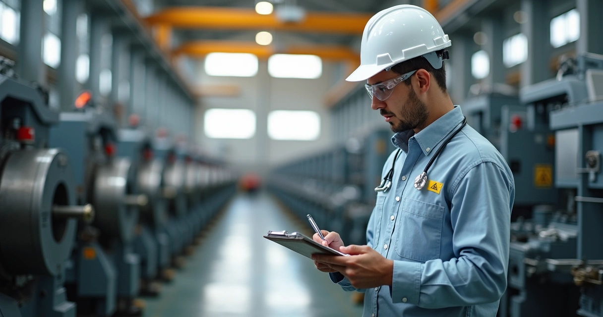 Engenheiro realizando inspeção em indústria 