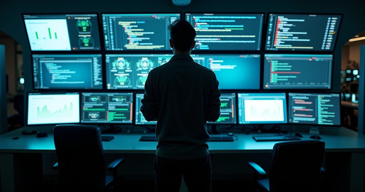 Engenheiro de software analisando telas com prompts de IA diferentes entre staging e produção 