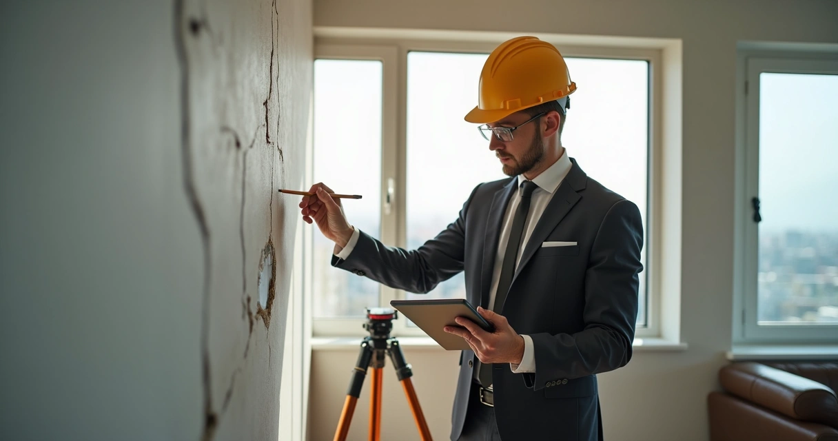 Engenheiro faz vistoria técnica em imóvel residencial 