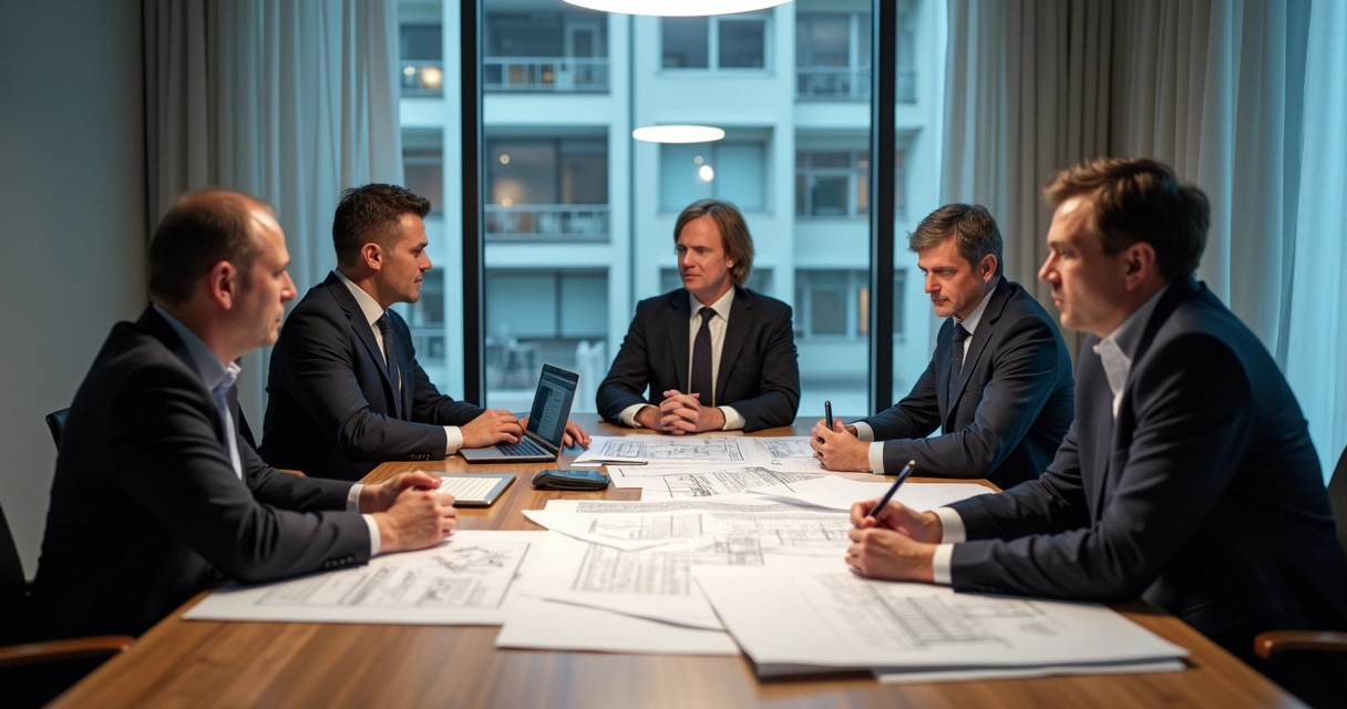 Equipe multidisciplinar discute processos periciais em sala de reunião 