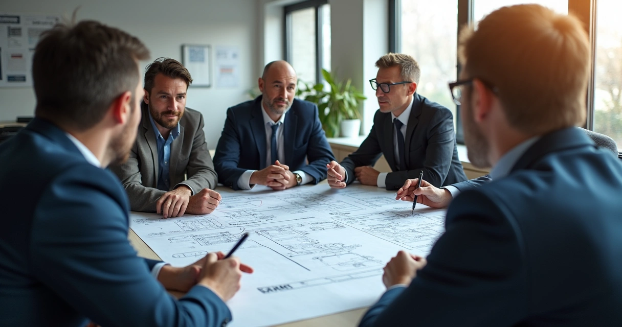 Equipe de engenheiros discutindo atualização de inventário elétrico 