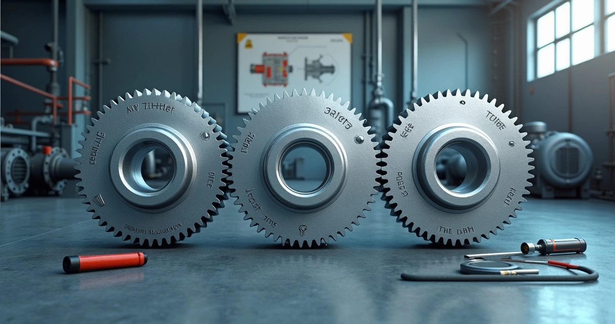 Engrenagens gigantes alinhadas formando símbolo de confiabilidade na indústria 